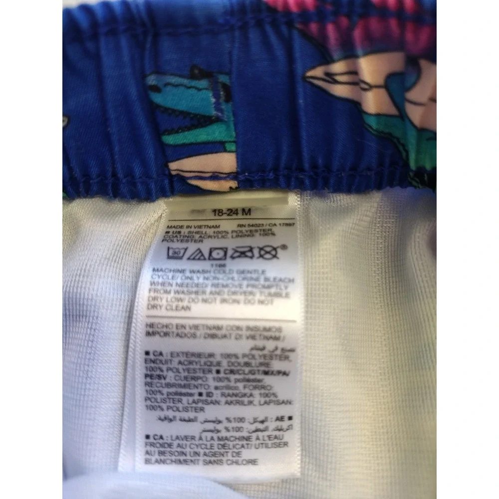 Old‎ Navy Toddler Boys Blue Surfing Dinosaur Tropical Swim Trunks 18-24M